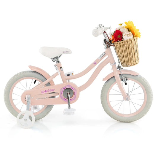 Vélo enfant, Roues Stabilisatrices Rose, Garçons et Filles de 3 à 8 Ans 14 Pieds' Bicyclette pour Enfants