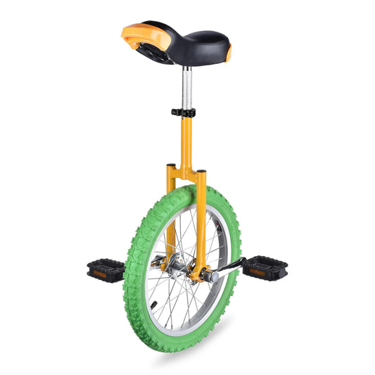 Adolescents et Enfants, Monocycle d'extérieur à Roues de 16 pouces pour l'Entraînement à l'Équilibre pour Adultes, Jaune et Vert