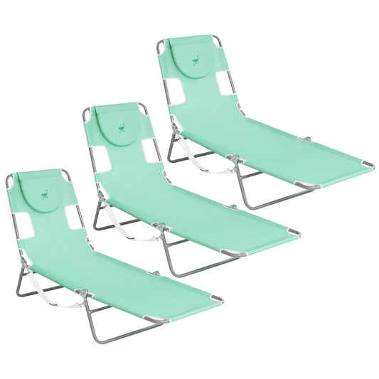 Fauteuil inclinable, Pliante pour Bronzage, Pelouse, Sarcelle Lot de 3, Ostrich Chaise Longue Pliante pour Bronzage