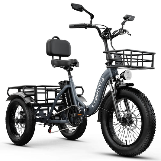 Vélo électrique, pour Adultes, Vélo Électrique à Trois Roues, Batterie Amovible 48V20.8Ah, 20 Pouces avec Panier pour Commentaire Plage Tout-Terrain